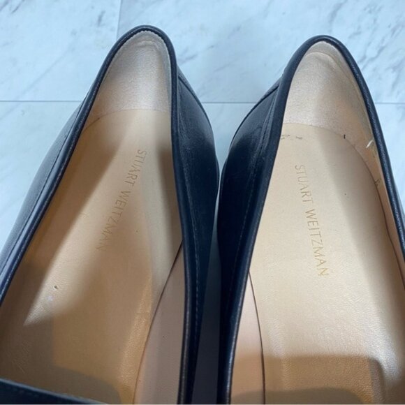 Stuart Weitzman Brenna Black Leather Loafer 8 1/2 B - Picture 14 of 16